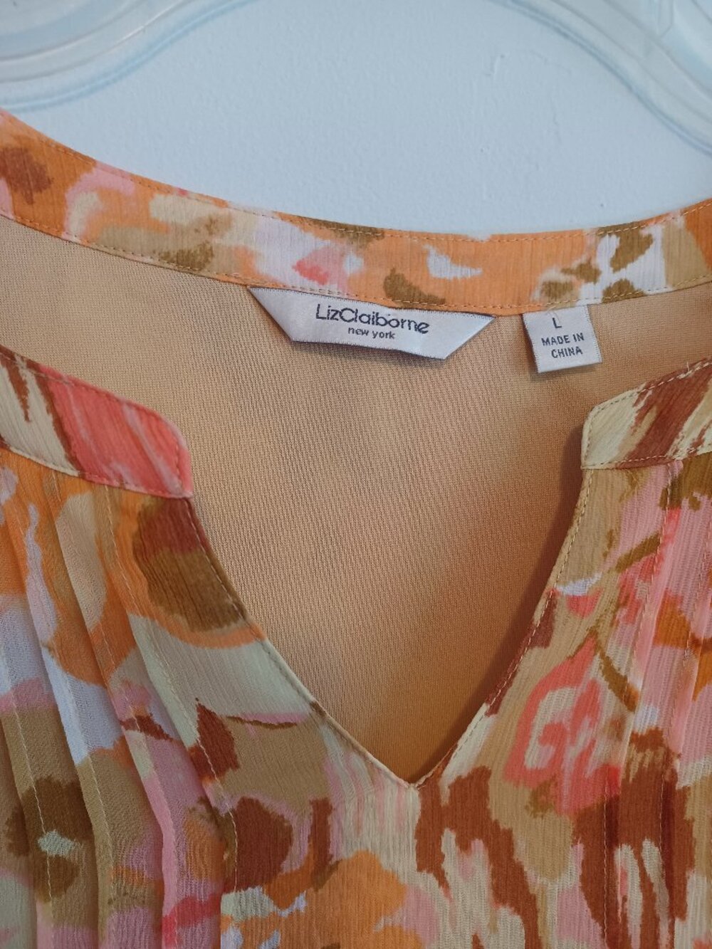 Liz Claiborne Women's Multi Color Peasant Blouse Top size L - Picture 4 of 8